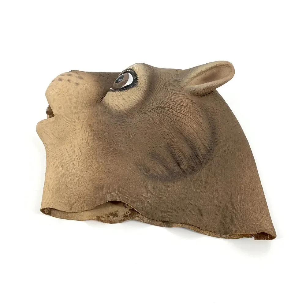 Latex Squirrel Mask Full Head Animal Mask Adult One Size Brown Tan Rodent Beaver
